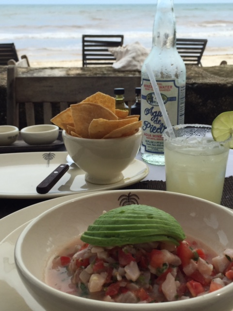 Heavenly ceviche on the beach of Mexico