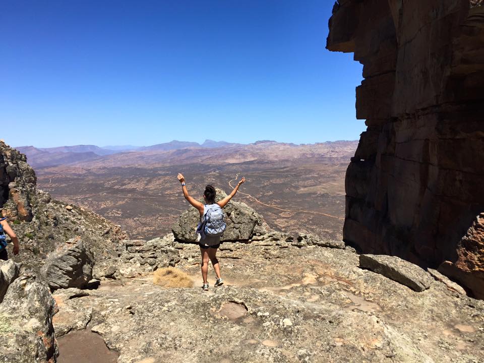 Feeling on top of the world while hiking the wolfberg cracks in south africa